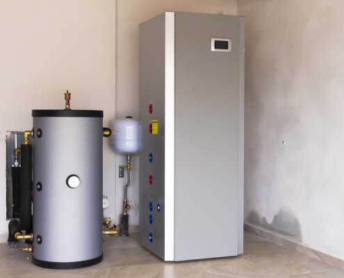 heat pump air - water in the boiler room